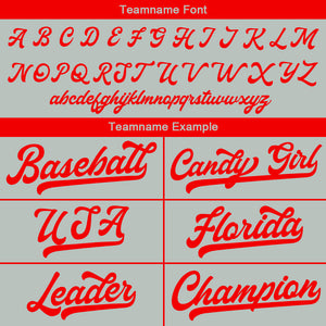 Camiseta de béisbol personalizada con diseño bordado & estilo hip hop & color gris y rojo