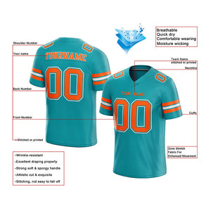 customized  authentic football jersey aqua orange-white mesh