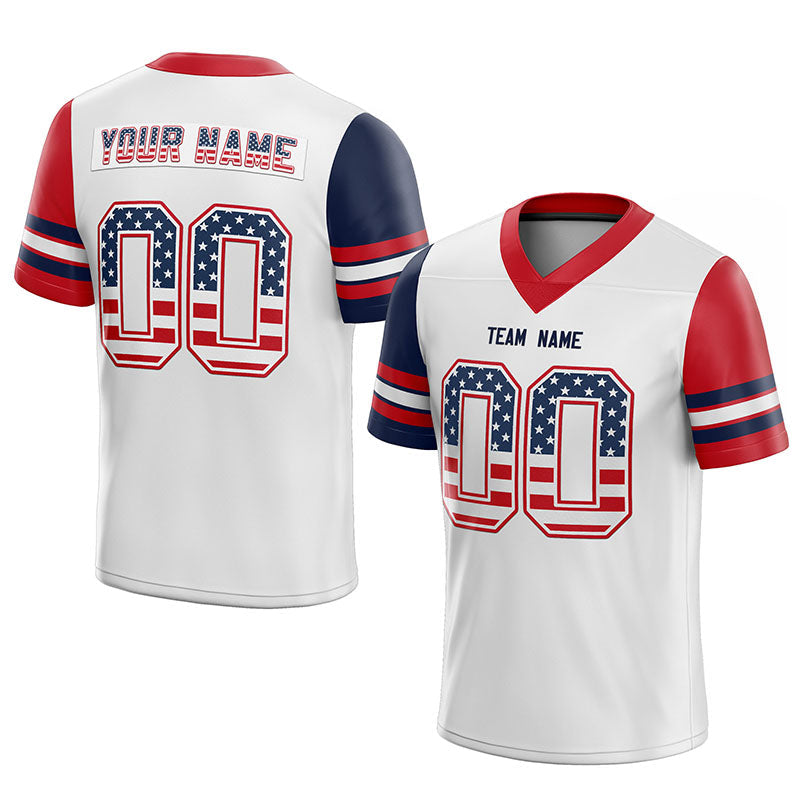 custom authentic football jersey white-navy-red mesh size 7x