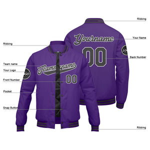 Chaqueta universitaria personalizada estilo Letterman para hombres-mujeres y jóvenes-color morado y gris