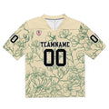 Camiseta de fútbol personalizada con nombre y número del equipo bordados-color crema y verde