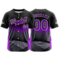 Camiseta de béisbol morada personalizada con botones para hombre mujer adulto y joven Estampado de nombre número y logotipo