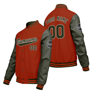 Chaquetas universitarias personalizadas de color naranja y verde para hombres & mujeres y jóvenes & Chaquetas Letterman personalizadas