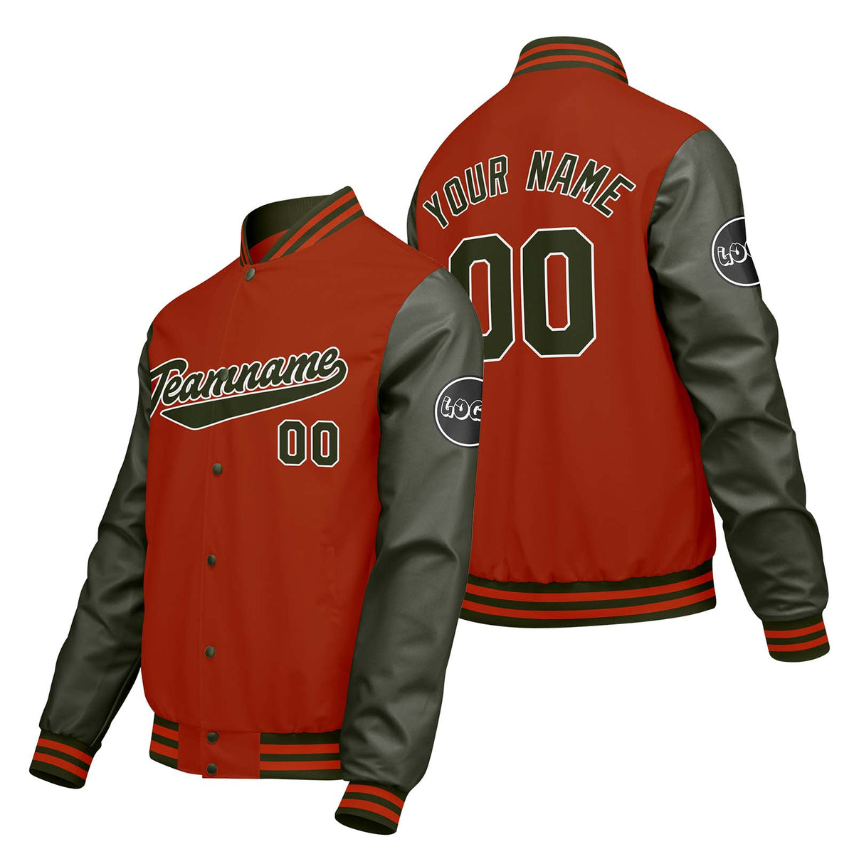Chaquetas universitarias personalizadas de color naranja y verde para hombres & mujeres y jóvenes & Chaquetas Letterman personalizadas