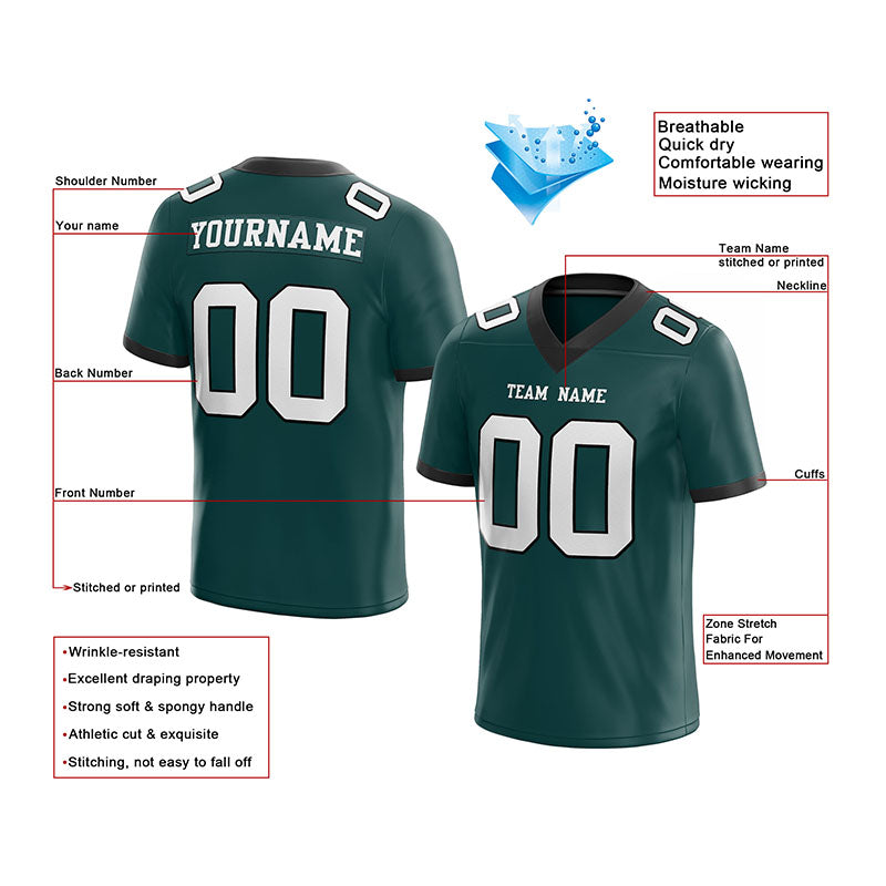 custom authentic football jersey black white mesh