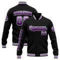 Chaqueta universitaria personalizada estilo Letterman para hombres-mujeres y jóvenes-color morado y negro