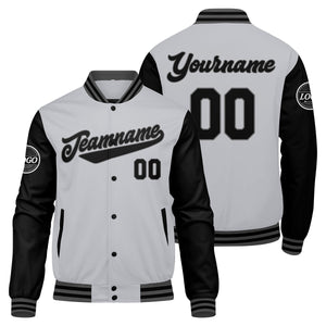 Chaqueta universitaria personalizada estilo Letterman para hombres-mujeres y jóvenes-color gris y negro