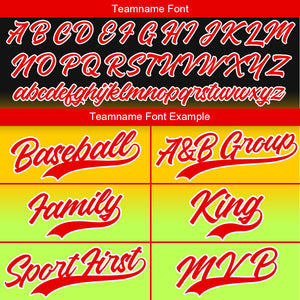 Camiseta de béisbol con dise?o personalizado estampado en negro amarillo y verde neón