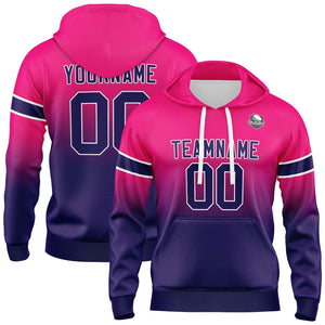 Sudadera con capucha personalizada con degradado para hombre-mujer-niña o niño Estampa tu logotipo-nombre o número en rosa y morado oscuro