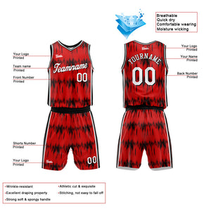 Uniforme de baloncesto personalizado Acoustic Wave rojo con tu logotipo-nombre y número impresos
