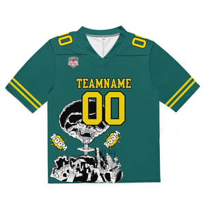 Camiseta de fútbol personalizada con nombre y número del equipo impresos y bordados-color verde