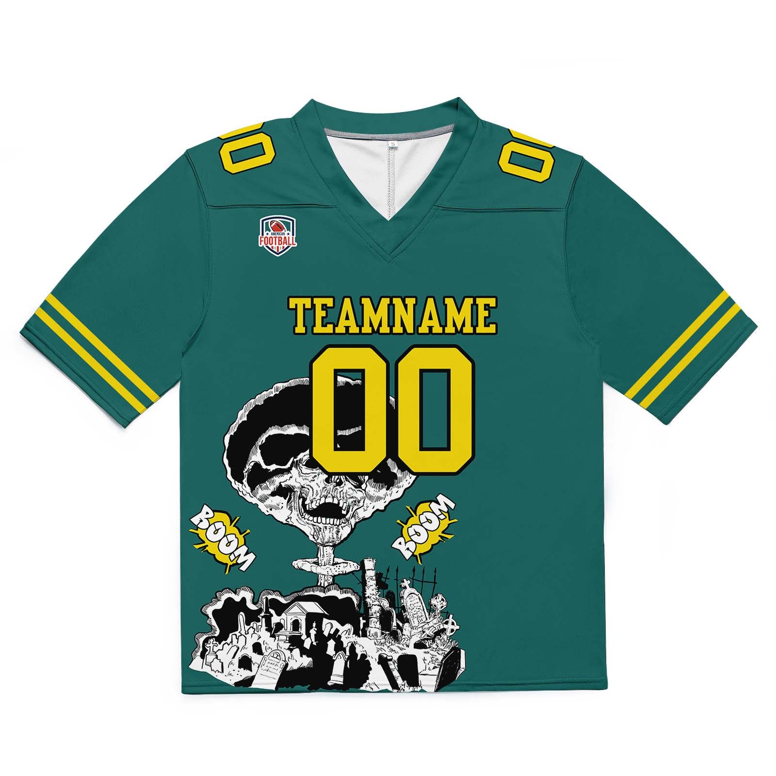 Camiseta de fútbol personalizada con nombre y número del equipo impresos y bordados-color verde