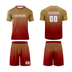 Conjunto personalizado de camiseta de uniforme marrón y rojo para niños y adultos