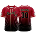 Camiseta de béisbol con dise?o personalizado estampado completo en negro y rojo