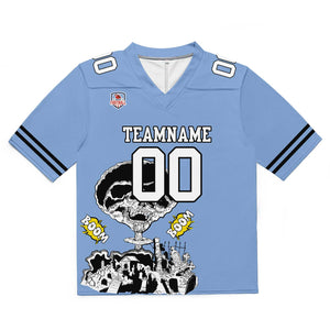 Camiseta de fútbol personalizada con nombre y número del equipo impresos y bordados-color azul claro