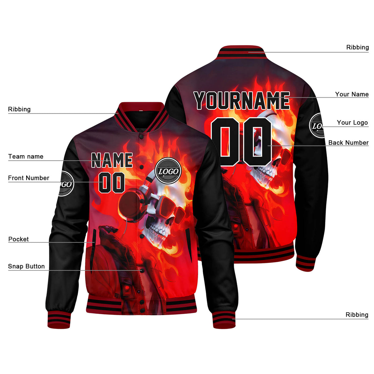 Chaqueta universitaria personalizada estilo Letterman para hombres-mujeres y jóvenes-color negro y gris