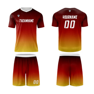 Conjunto personalizado de camiseta de uniforme rojo & naranja y amarillo para niños y adultos