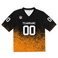 Camiseta de fútbol personalizada con nombre y número del equipo impresos y bordados-color negro y naranja