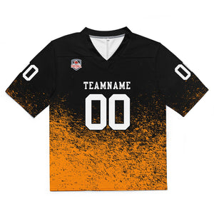 Camiseta de fútbol personalizada con nombre y número del equipo impresos y bordados-color negro y naranja