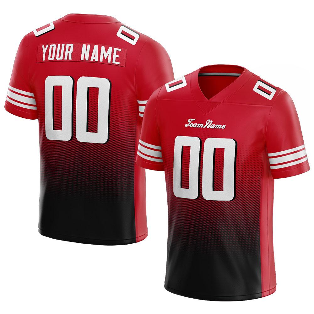 custom authentic gradient fashion football jersey black-red-white mesh