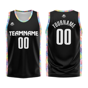 Uniforme de baloncesto negro personalizado con tu logotipo-nombre y número impresos