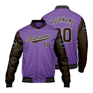 Chaquetas universitarias personalizadas de color morado y marrón para hombres & mujeres y jóvenes & Chaquetas Letterman personalizadas