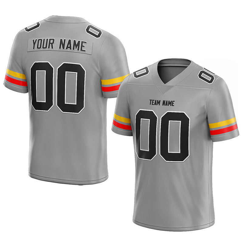 customized  authentic football jersey gray-red-yellow mesh