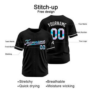 Camisetas de béisbol negras personalizadas con diseño bordado y estilo hip hop