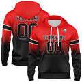 Sudadera con capucha degradada personalizada para hombre-mujer-niña o niño Imprime tu logotipo-nombre o número en rojo y negro