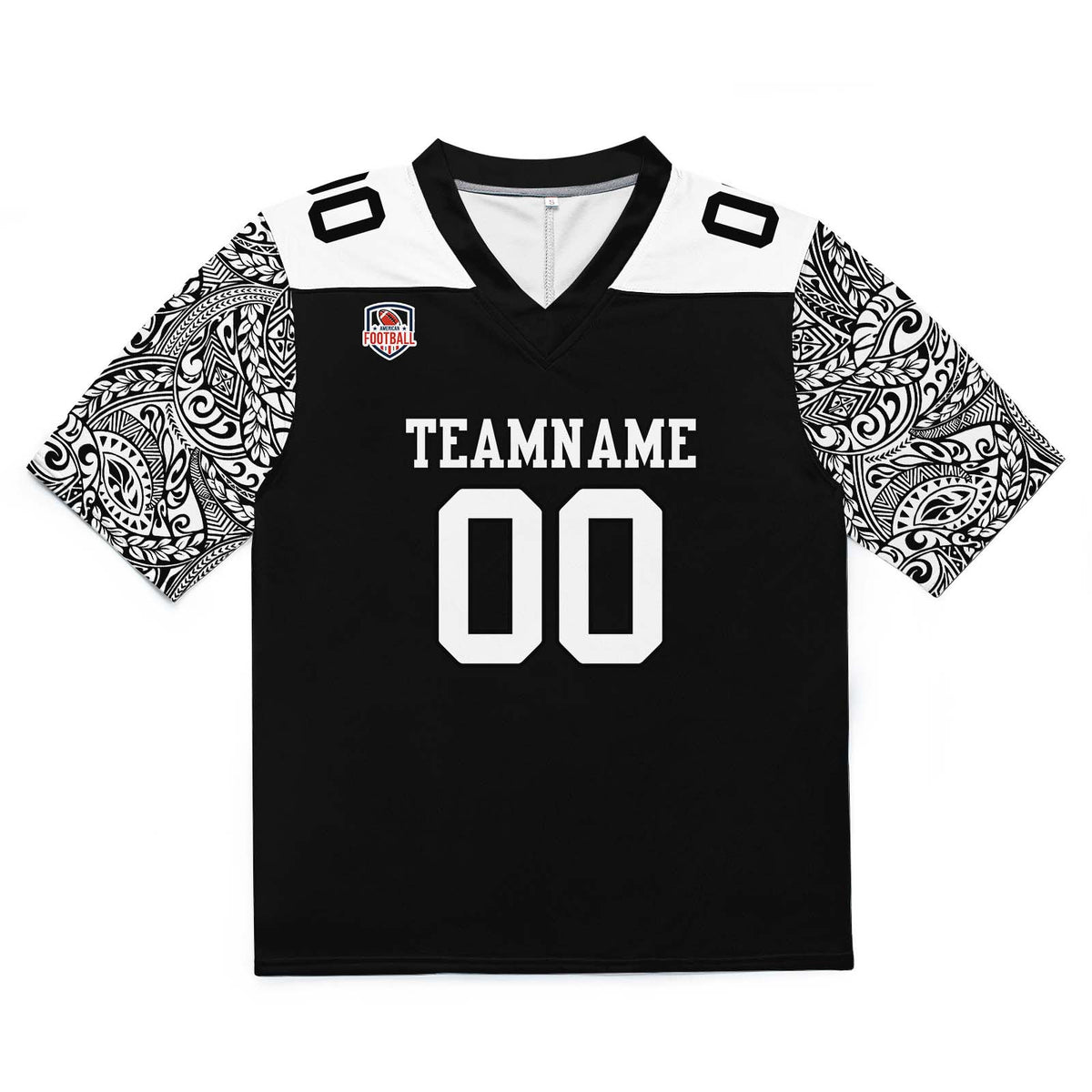 Camiseta de fútbol personalizada con nombre y número del equipo impresos y bordados-en blanco y negro