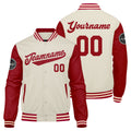 Chaqueta universitaria personalizada estilo Letterman para hombres-mujeres y jóvenes-color rojo crema