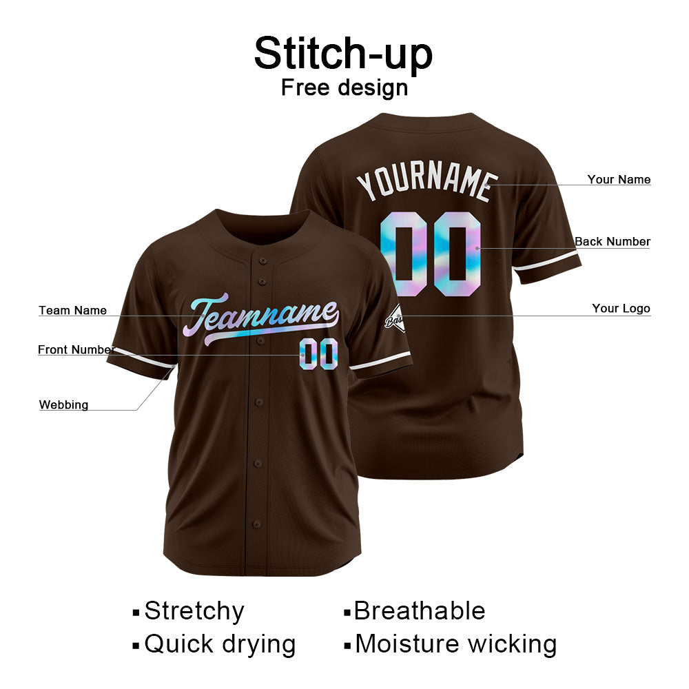 Camiseta de béisbol marrón personalizada con diseño bordado Camisetas de béisbol de hip hop personalizadas