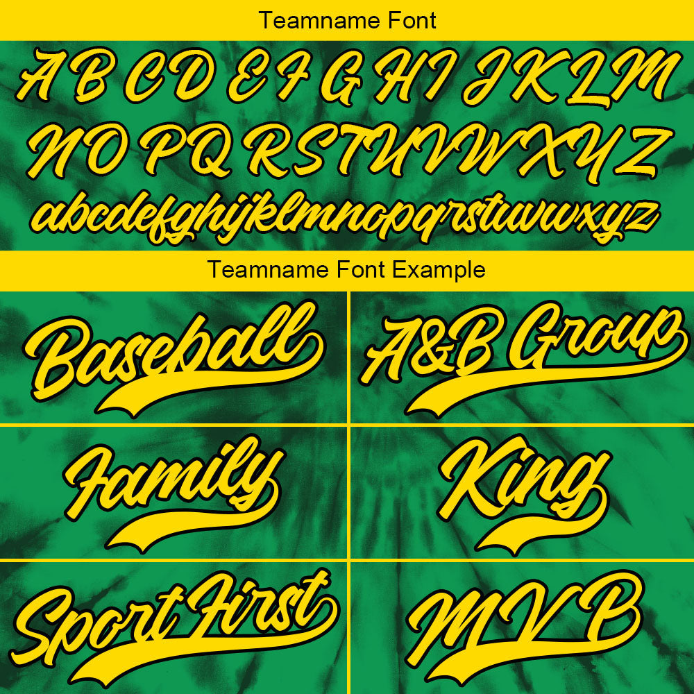 Camiseta de béisbol con dise?o personalizado de estampado completo color verde te?ido anudado