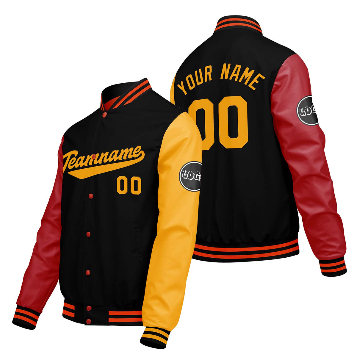 Chaquetas universitarias personalizadas negras y rojas para hombres & mujeres y jóvenes & Chaquetas Letterman personalizadas