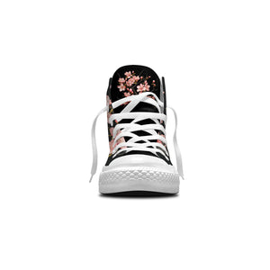 Elegancia Floral: Zapatillas de lona unisex de media caña -Adéntrate en la primavera con la elegante belleza de los estampados de flores de ciruelo para hombres y mujeres