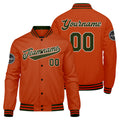 Chaqueta universitaria personalizada estilo Letterman para hombres-mujeres y jóvenes-color verde oliva y naranja