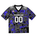 Camiseta de fútbol personalizada con nombre y número del equipo impresos y bordados-color azul