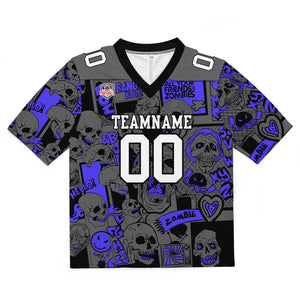 Camiseta de fútbol personalizada con nombre y número del equipo impresos y bordados-color azul