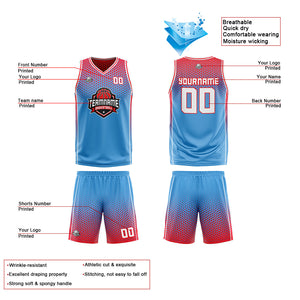 Traje de baloncesto reversible azul marino y rojo personalizado para adultos y niños