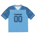 Camiseta de fútbol personalizada con nombre y número del equipo impresos y bordados-color azul claro