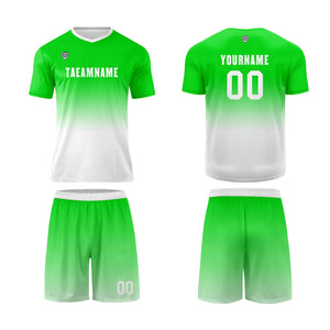 Conjunto personalizado de camiseta de uniforme verde y blanco para niños y adultos