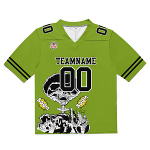 Camiseta de fútbol personalizada con nombre y número del equipo bordados y estampados en color verde hierba
