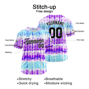 Camiseta de béisbol con dise?o personalizado estampado completo en azul claro-morado