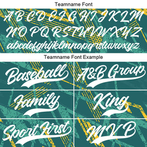 Camiseta de béisbol con dise?o personalizado estampado a todo color verde y amarillo