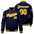 Chaqueta universitaria personalizada estilo Letterman para hombres-mujeres y jóvenes-color azul marino y amarillo