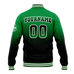 Chaqueta universitaria personalizada estilo Letterman para hombres-mujeres y jóvenes-color verde y negro