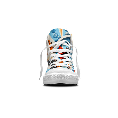 Arte en vuelo: Zapatillas de lona de caña alta con ilustraciones de mariposas de Op Art: una opción elegante para ambos sexos