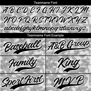 Camiseta de béisbol con dise?o personalizado de estampado completo camuflaje gris