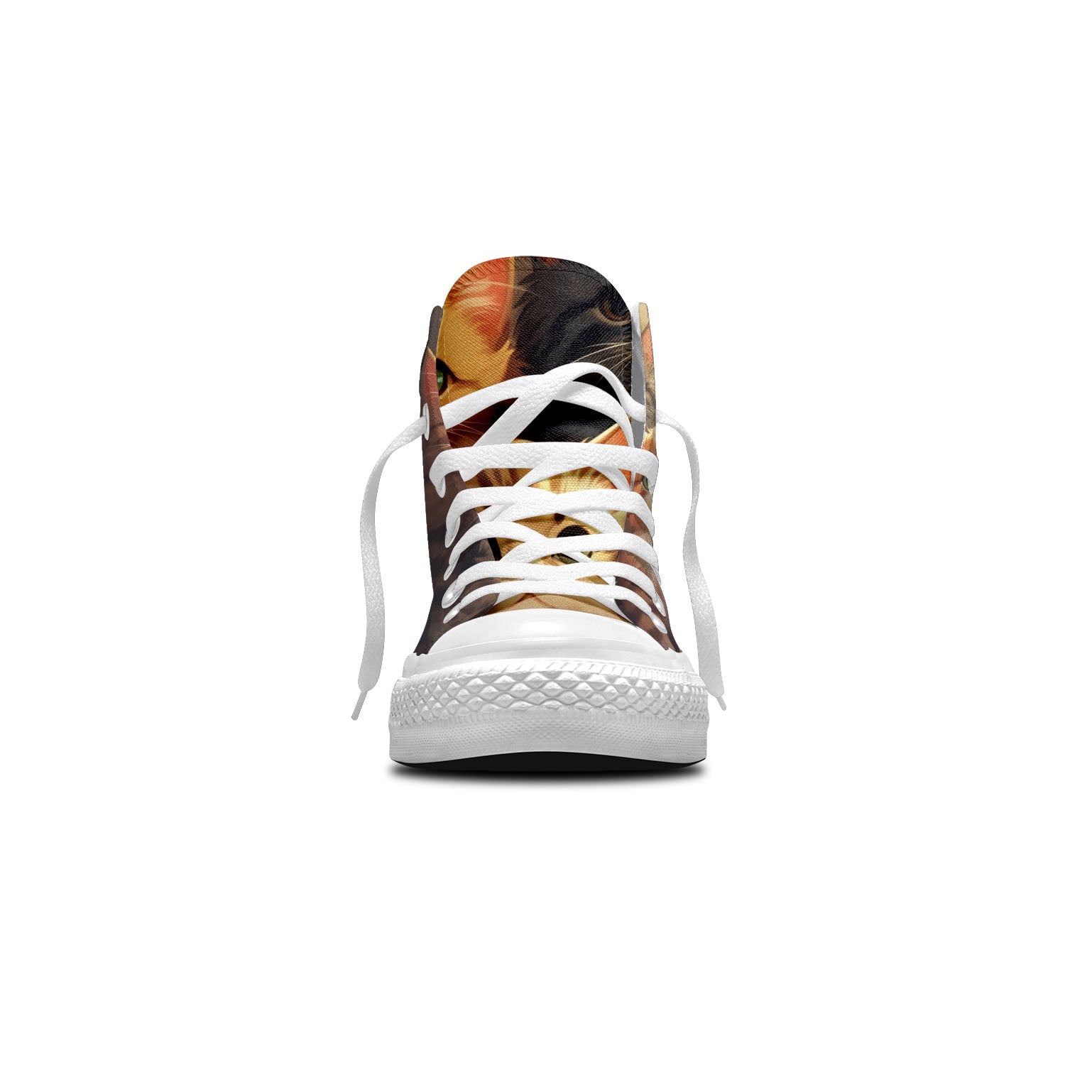 Perfectamente elegantes: realza tu estilo con nuestras zapatillas unisex de lona de corte medio-adornadas con encantadores estampados de gatos para un toque de fantasía-perfectas para hombres y mujeres