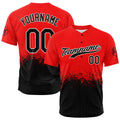 Camiseta de béisbol con dise?o personalizado estampado completo en negro y rojo